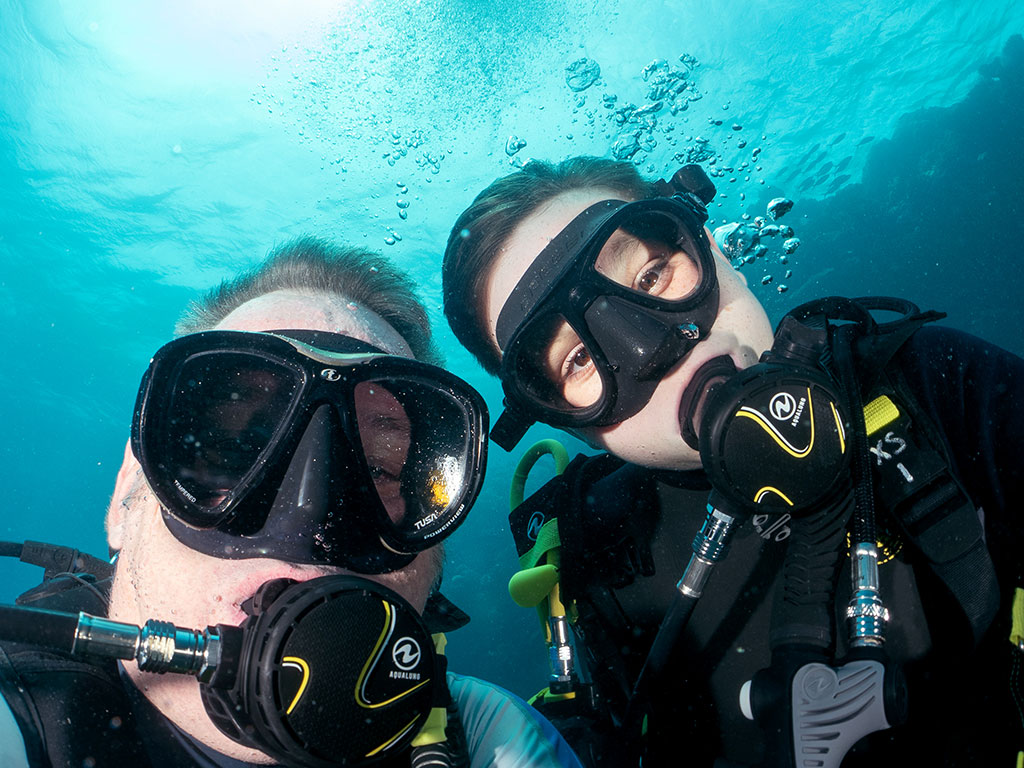 Son and Dad Diving