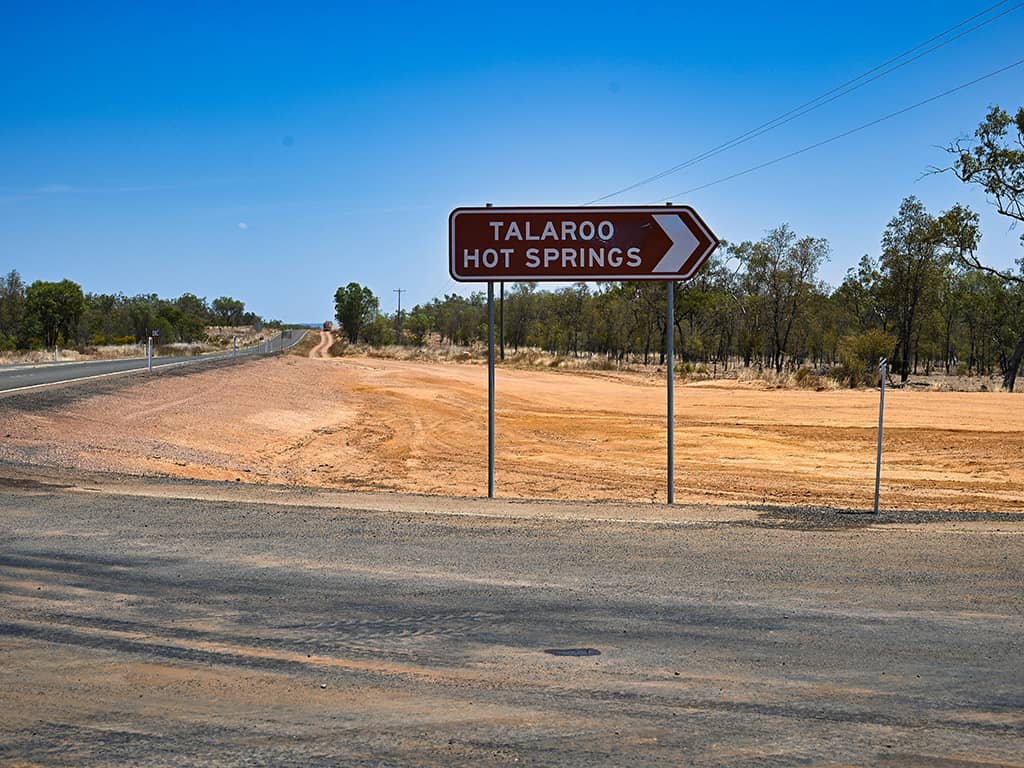 Talaroo Hot Spring - Sign on Highway